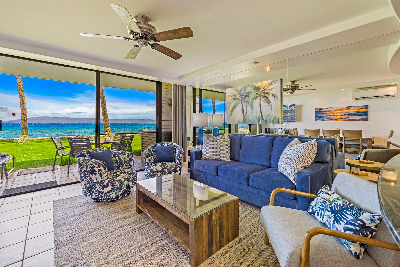 Lahaina Vacation Rentals, Papakea L-106 - Spacious living room with ocean views, offering a relaxing ambiance and comfortable seating