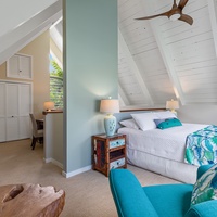 Kailua Vacation Rentals, Kailua Shores Estate 5 Bedroom - Pool house bedroom featuring a king-size bed and airy, coastal-inspired decor.