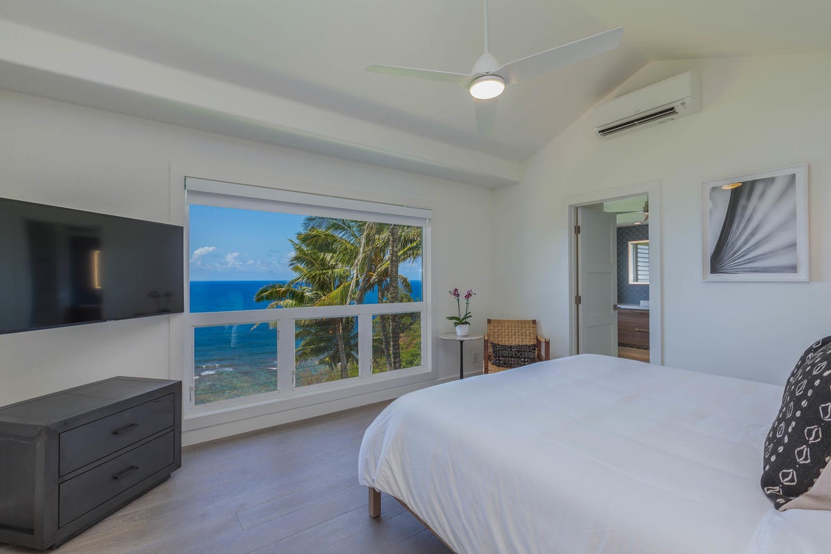 Princeville Vacation Rentals, Honu Awa - Primary Bedroom with Ocean Views