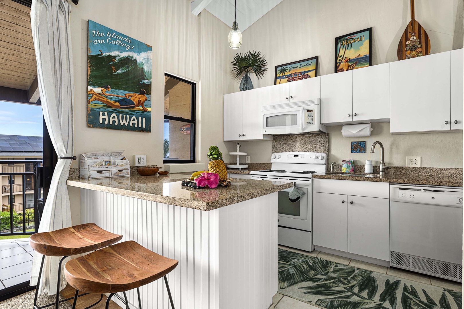 Kailua Kona Vacation Rentals, Kona Makai 6303 - Island themed kitchen with a mini island bar
