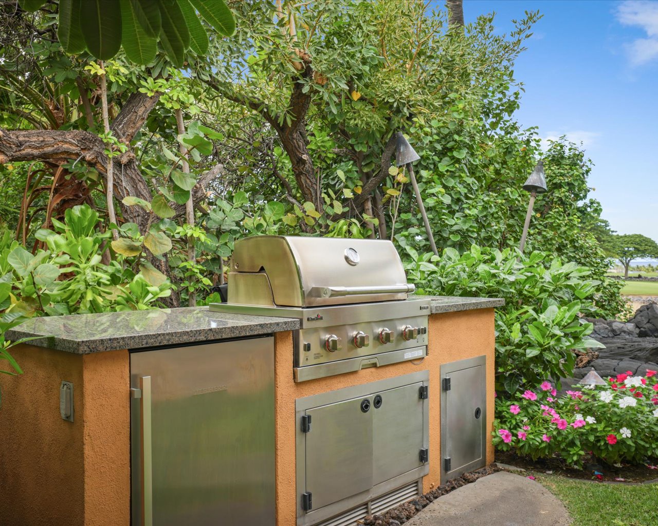 Kailua Kona Vacation Rentals, 3BD Pakui Street Estate (131) at Hualalai Resort - Grilling station adjacent to the lanai & spa