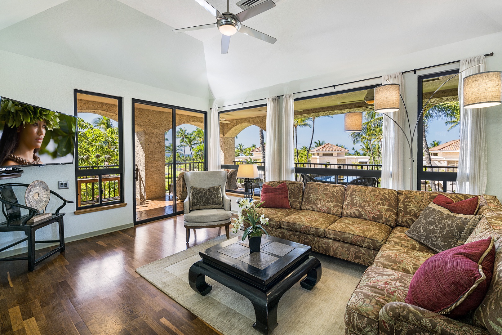 Waikoloa Vacation Rentals, Shores at Waikoloa Beach Resort 332 - Luxury living room with floor to ceiling windows