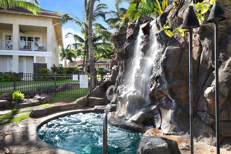 Koloa Vacation Rentals, Villas at Poipu Kai B111 - Check out the cool waterfall! Makes the place feel extra special.