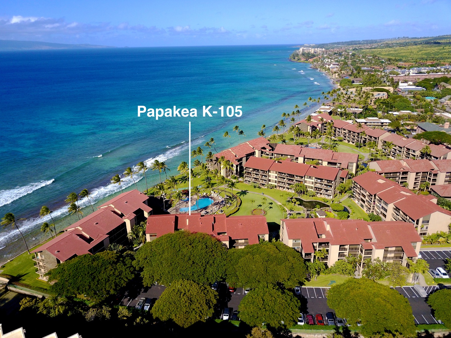Lahaina Vacation Rentals, Papakea K-105 - Steps from the shore, Papakea K-105’s prime location is marked here.