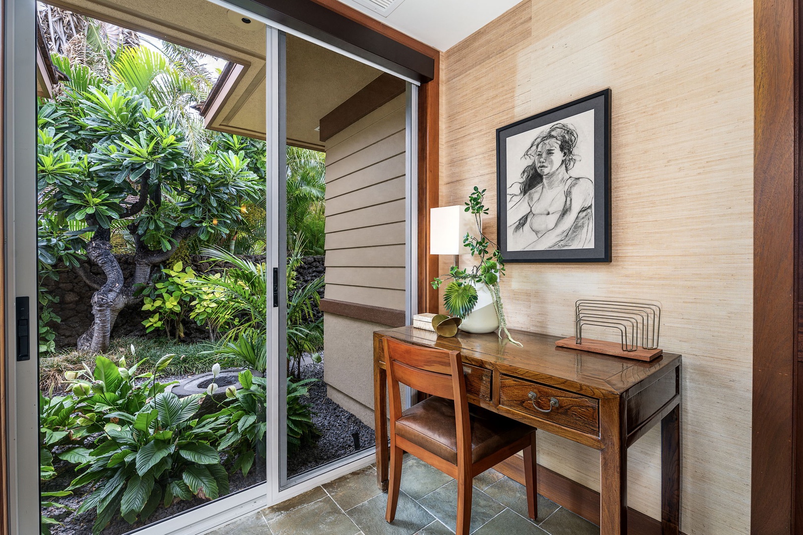 Kailua Kona Vacation Rentals, 3BD Pakui Street Estate (149) at Hualalai Resort - Answer the one email you couldn't skip at a desk that opens straight to the garden.