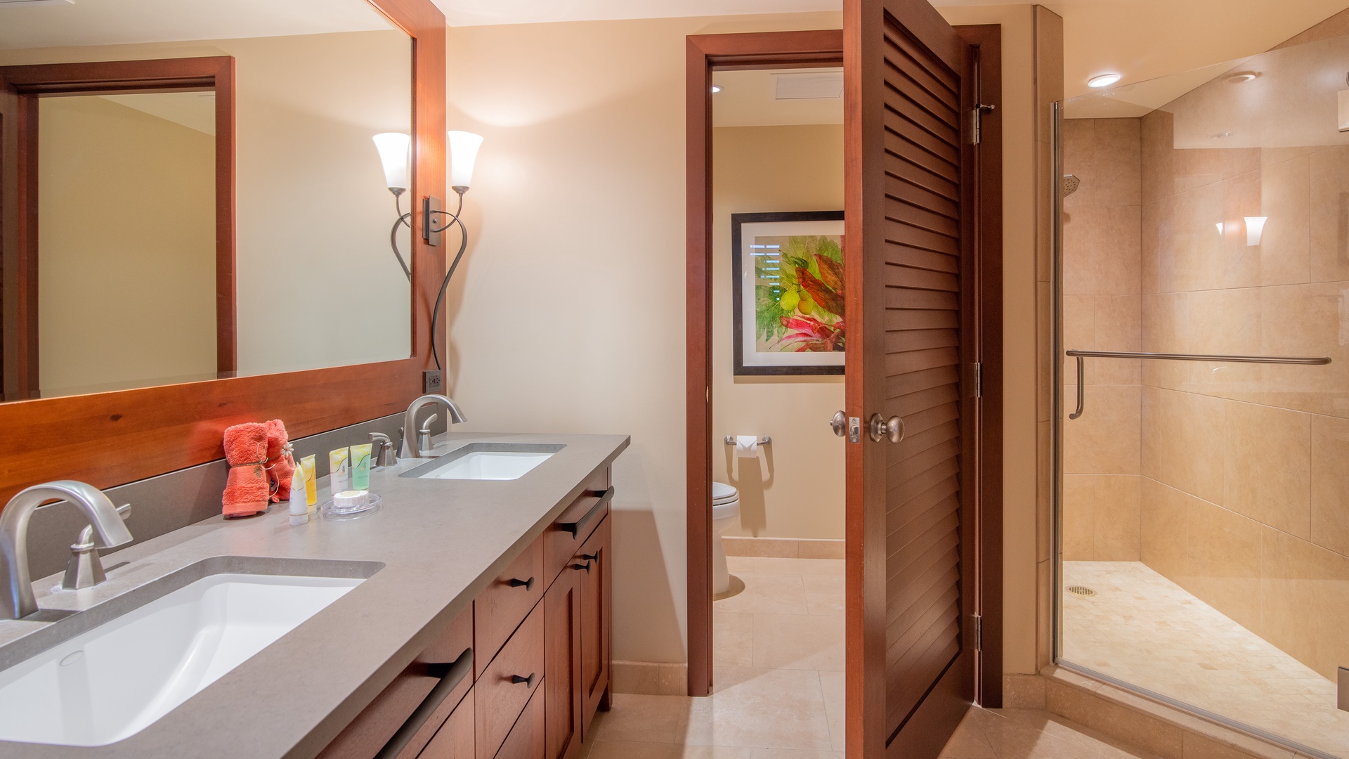 Kapolei Vacation Rentals, Ko Olina Beach Villas O1604 - The primary guest bath also features a shower.