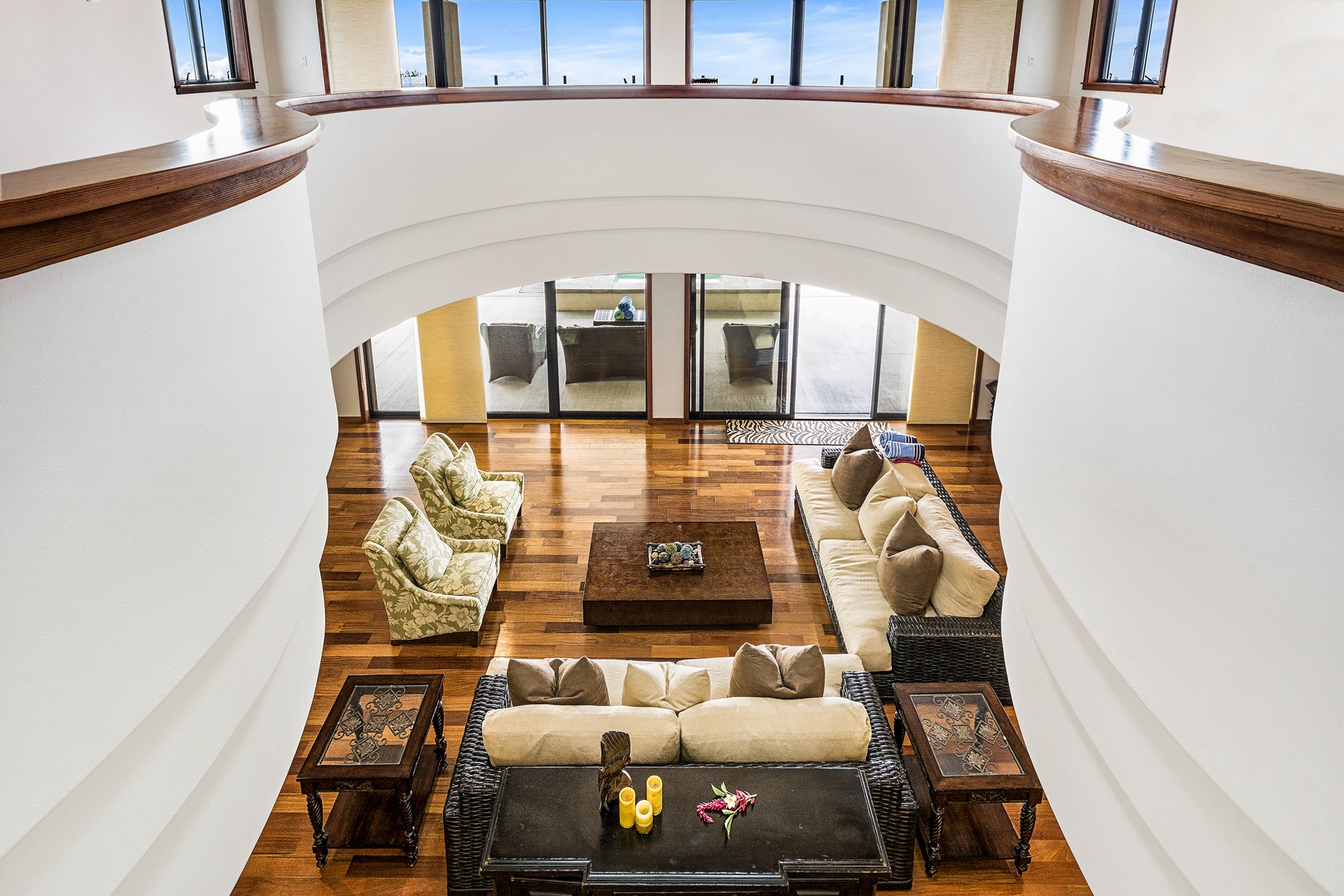 Kailua Kona Vacation Rentals, O'oma Plantation - Looking down from the upstairs to the spacious living room!