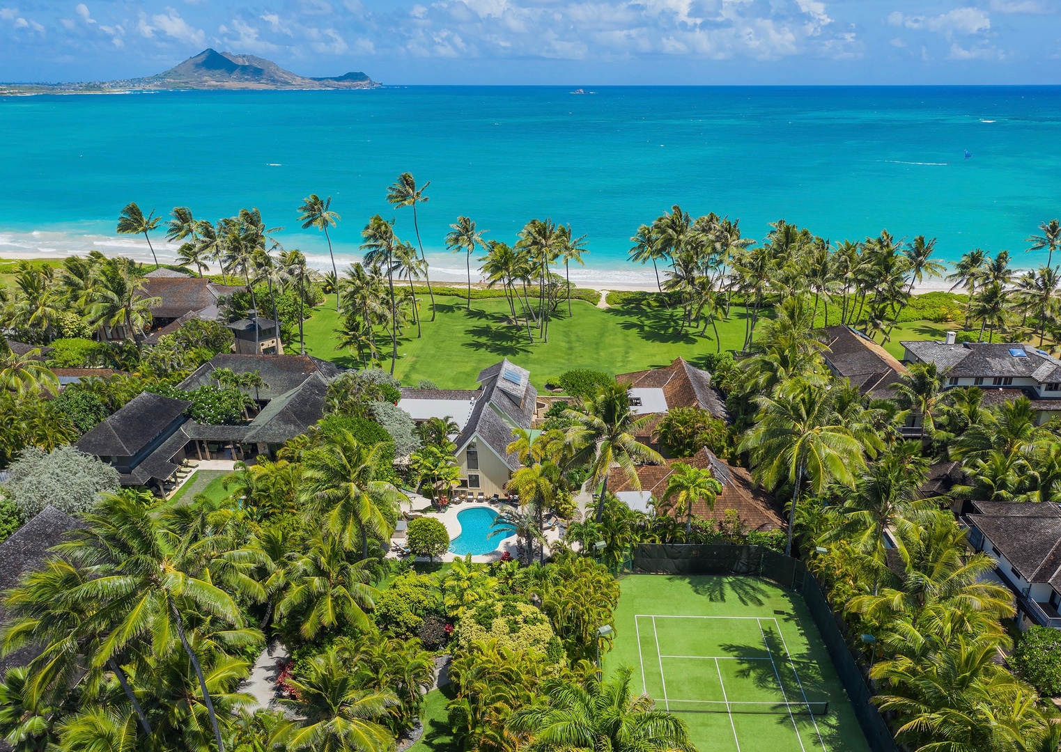 Kailua Vacation Rentals, Kailua Shores Estate 5 Bedroom - Aerial view of the stunning estate, showcasing its luxurious layout and lush surroundings.