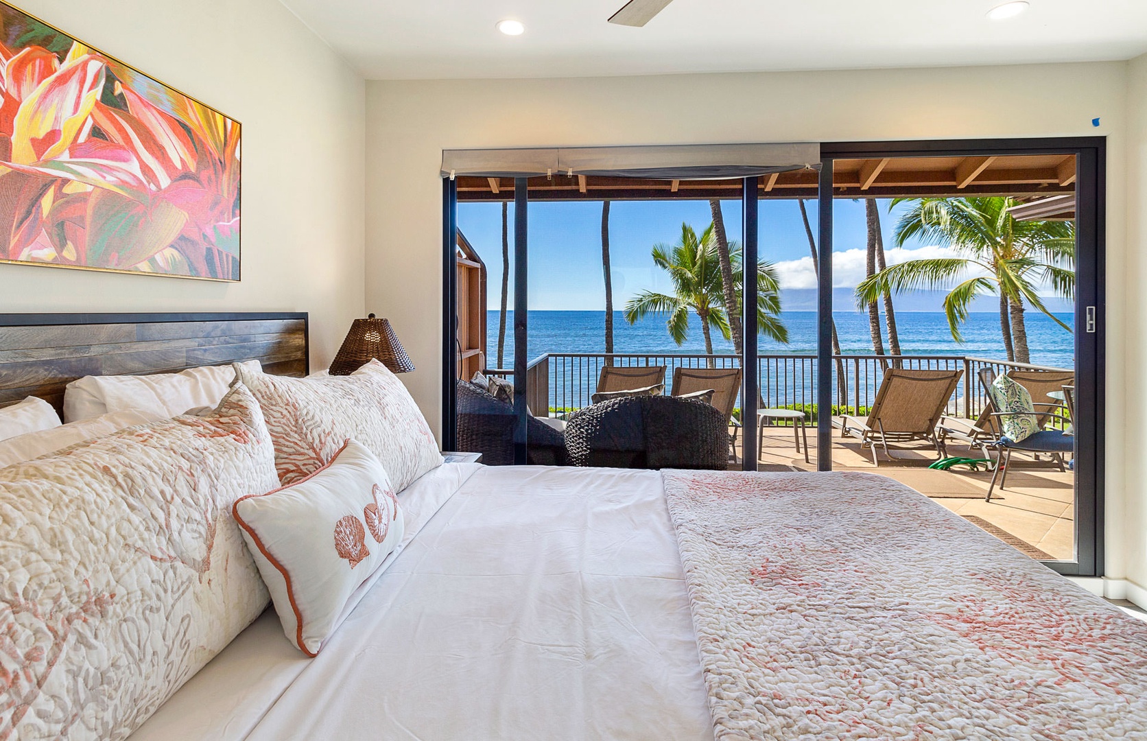 Lahaina Vacation Rentals, Puamana 240-3 - Wake up to a breathtaking ocean view right from the comfort of your Primary King Size bed.