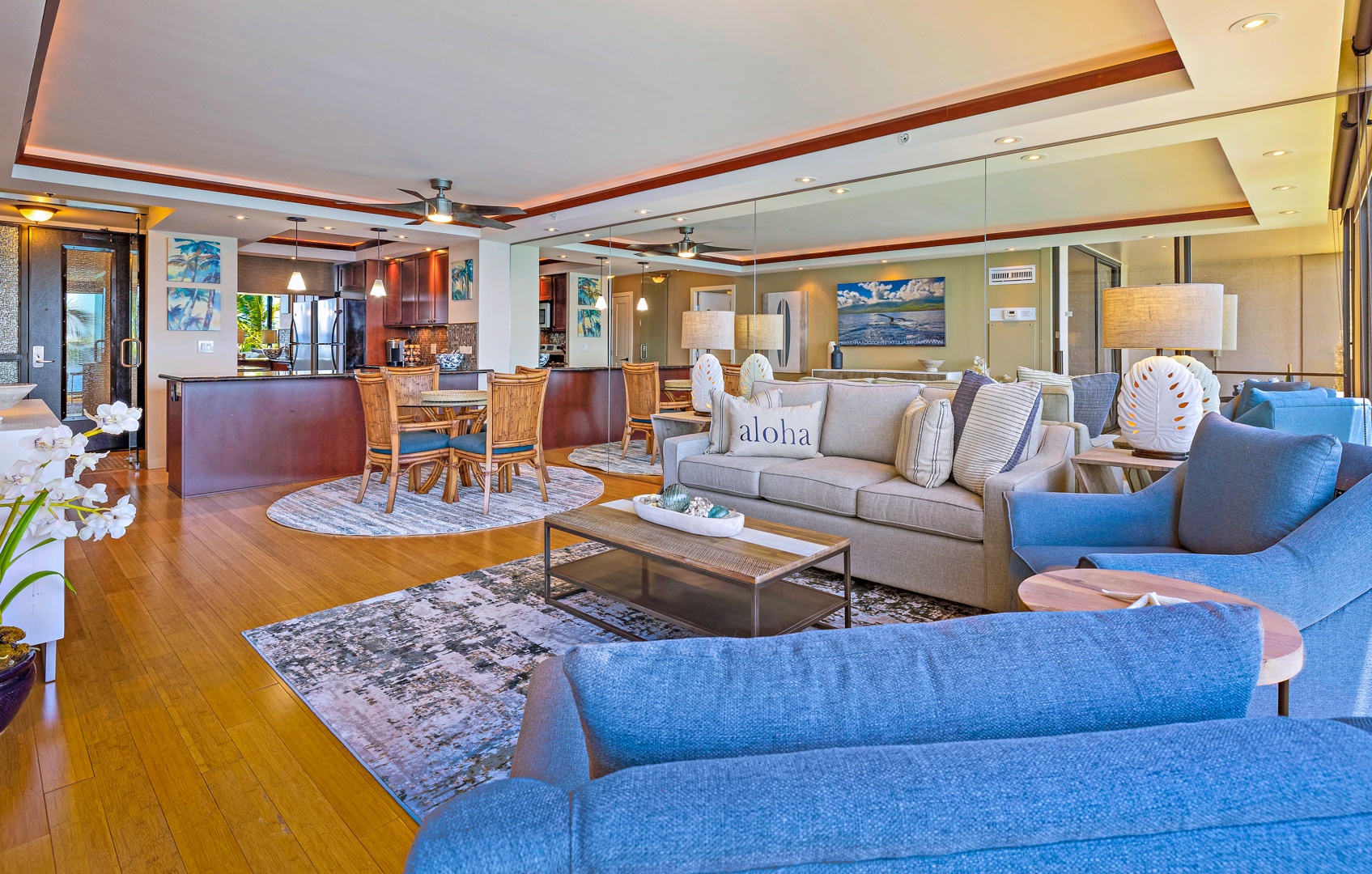 Lahaina Vacation Rentals, Mahana 608 - Spacious living area with comfortable seating, perfect for relaxing after a day of island adventures.