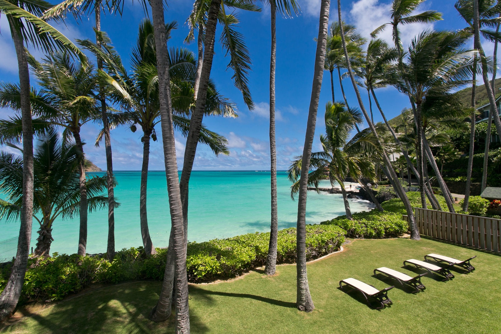 Kailua Vacation Rentals, Lanikai Village* - Scenic ocean views from the deck of Hale Melia.