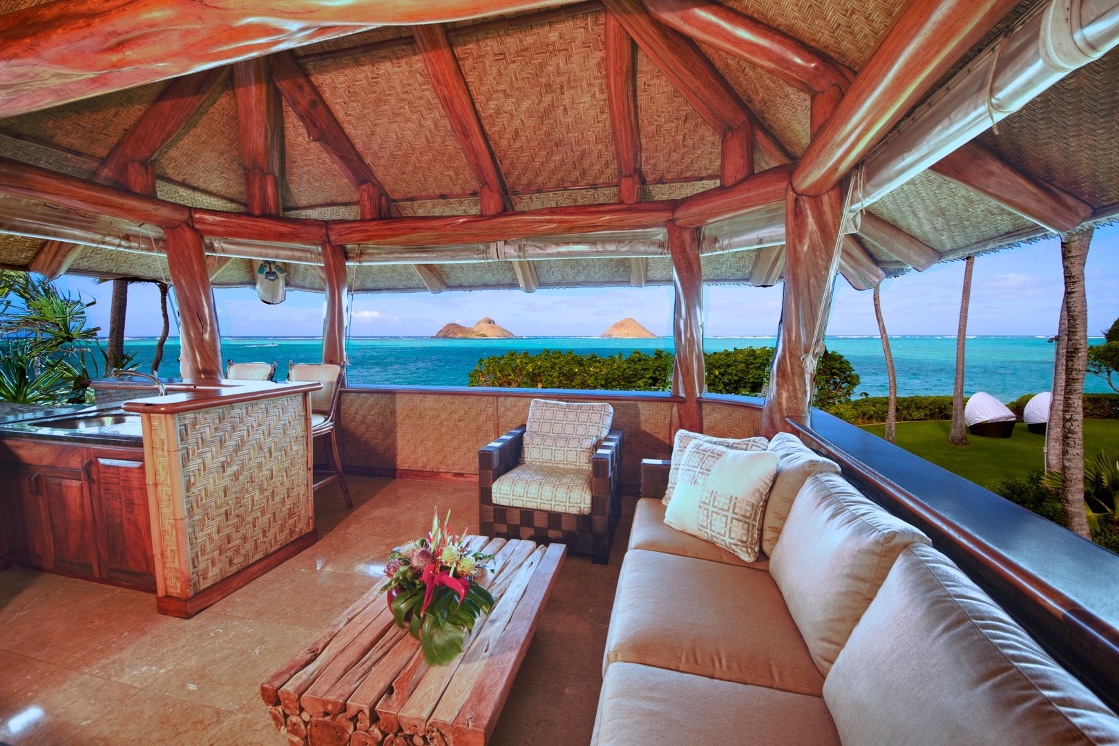 Kailua Vacation Rentals, Paul Mitchell Estate* - Open-air Lounge (or "Crow's Nest") on upper level of Boat House