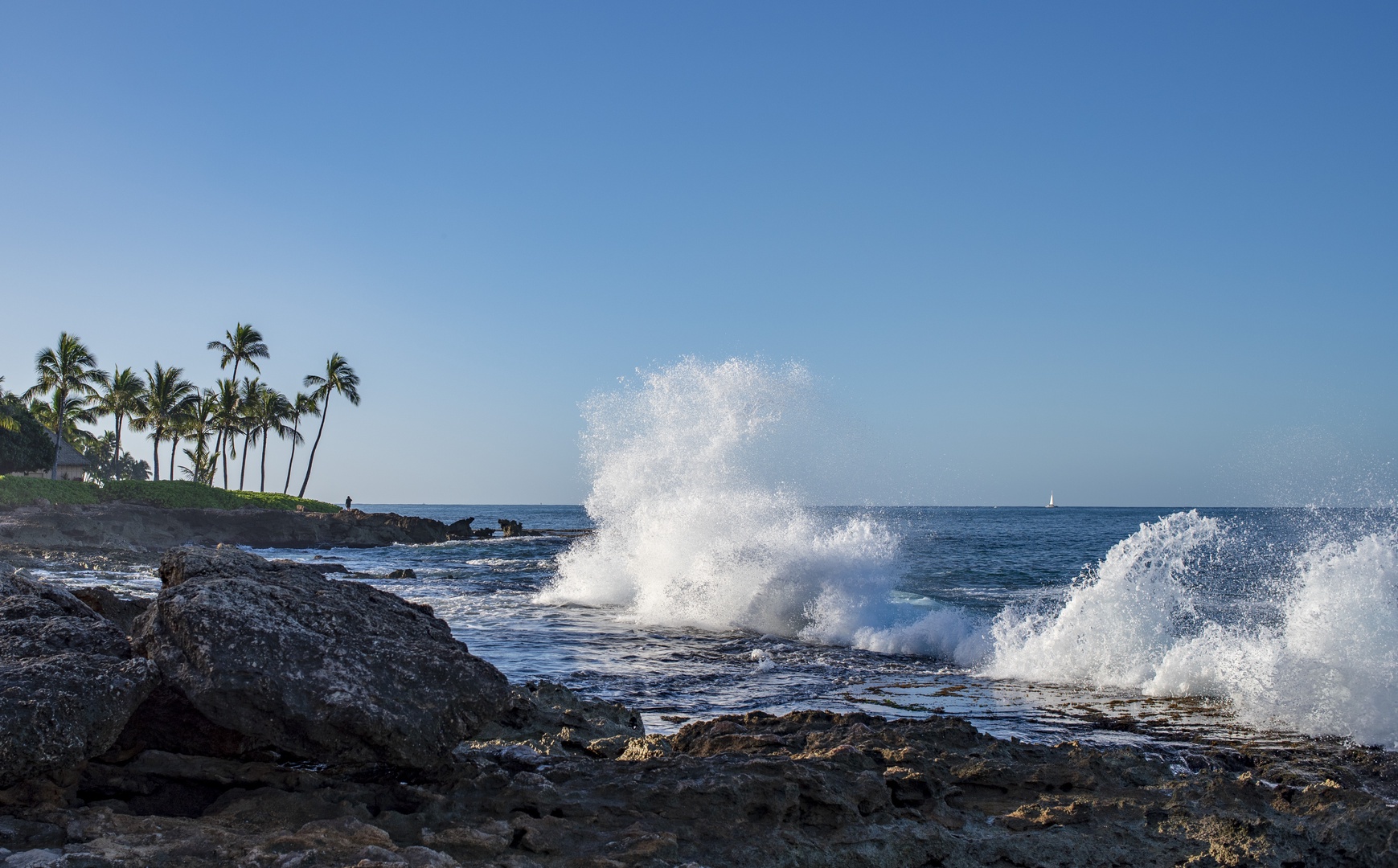 Kapolei Vacation Rentals, Ko Olina Beach Villas B103 - Waves crashing on the island shore.