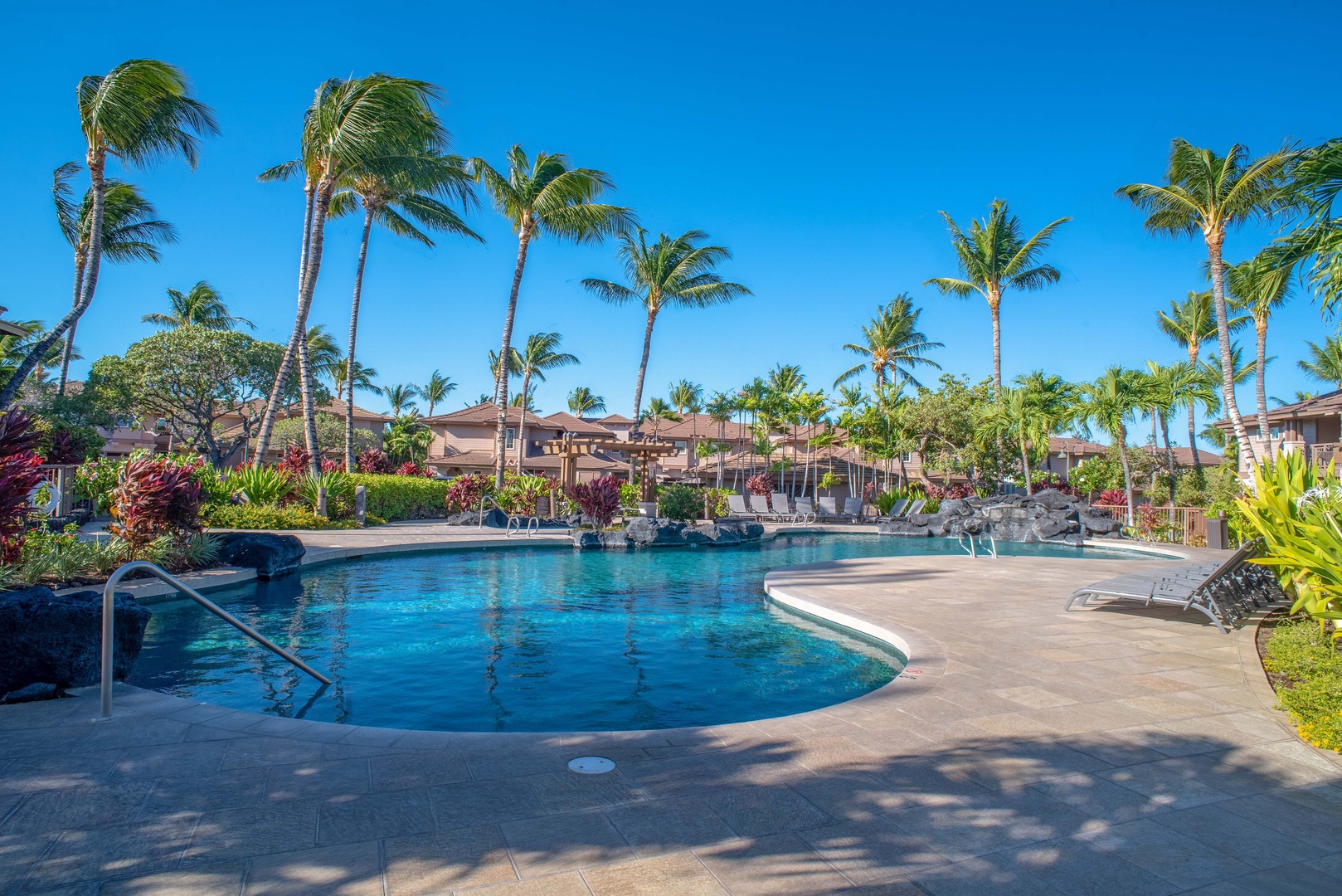 Waikoloa Vacation Rentals, Waikoloa Colony Villas 403 - Morning Light Casts Dreamy Shadows on Pool Area