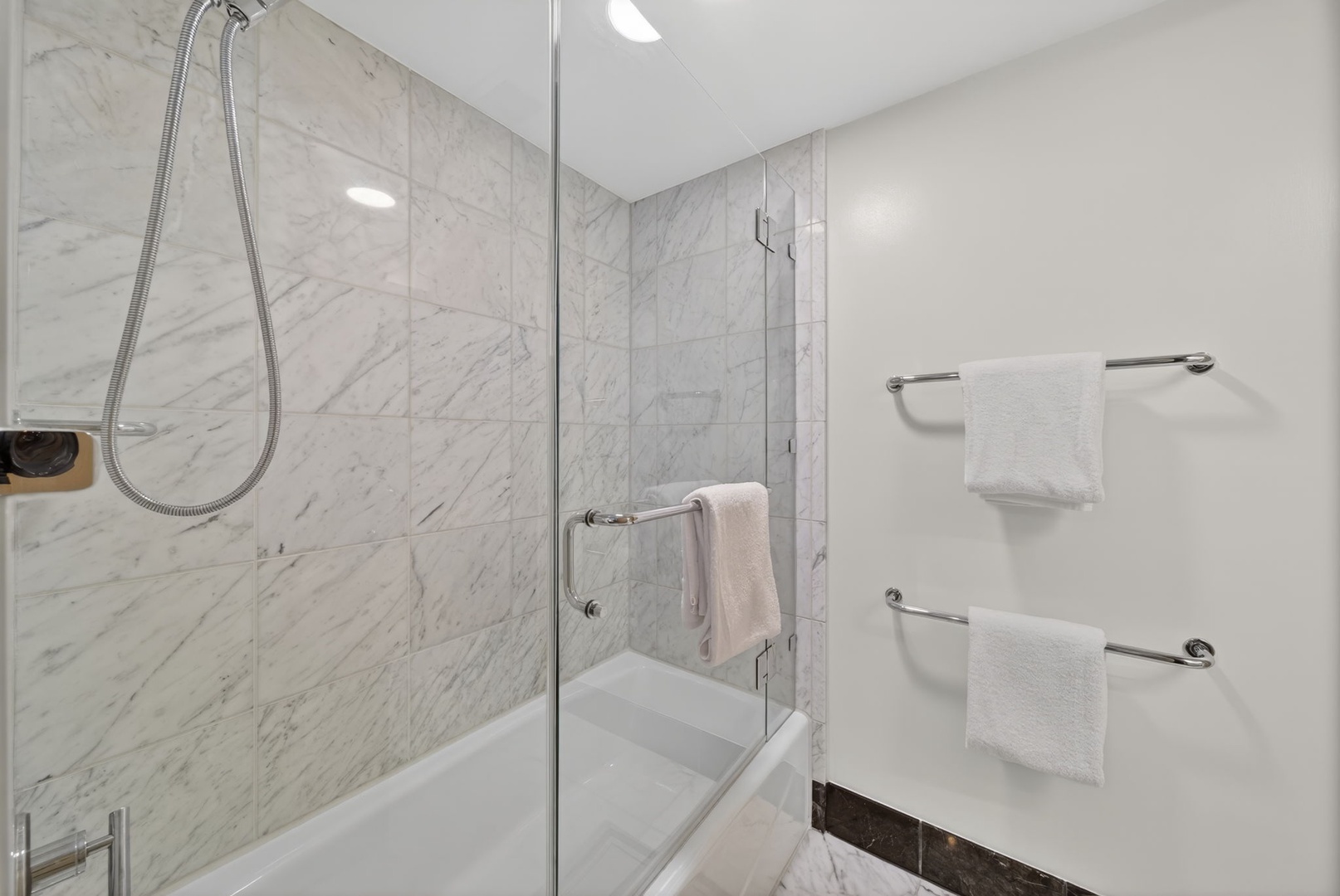 Honolulu Vacation Rentals, Island View at Waikiki Landmark - Refresh after beach days in the marble shower with fresh towels close at hand.