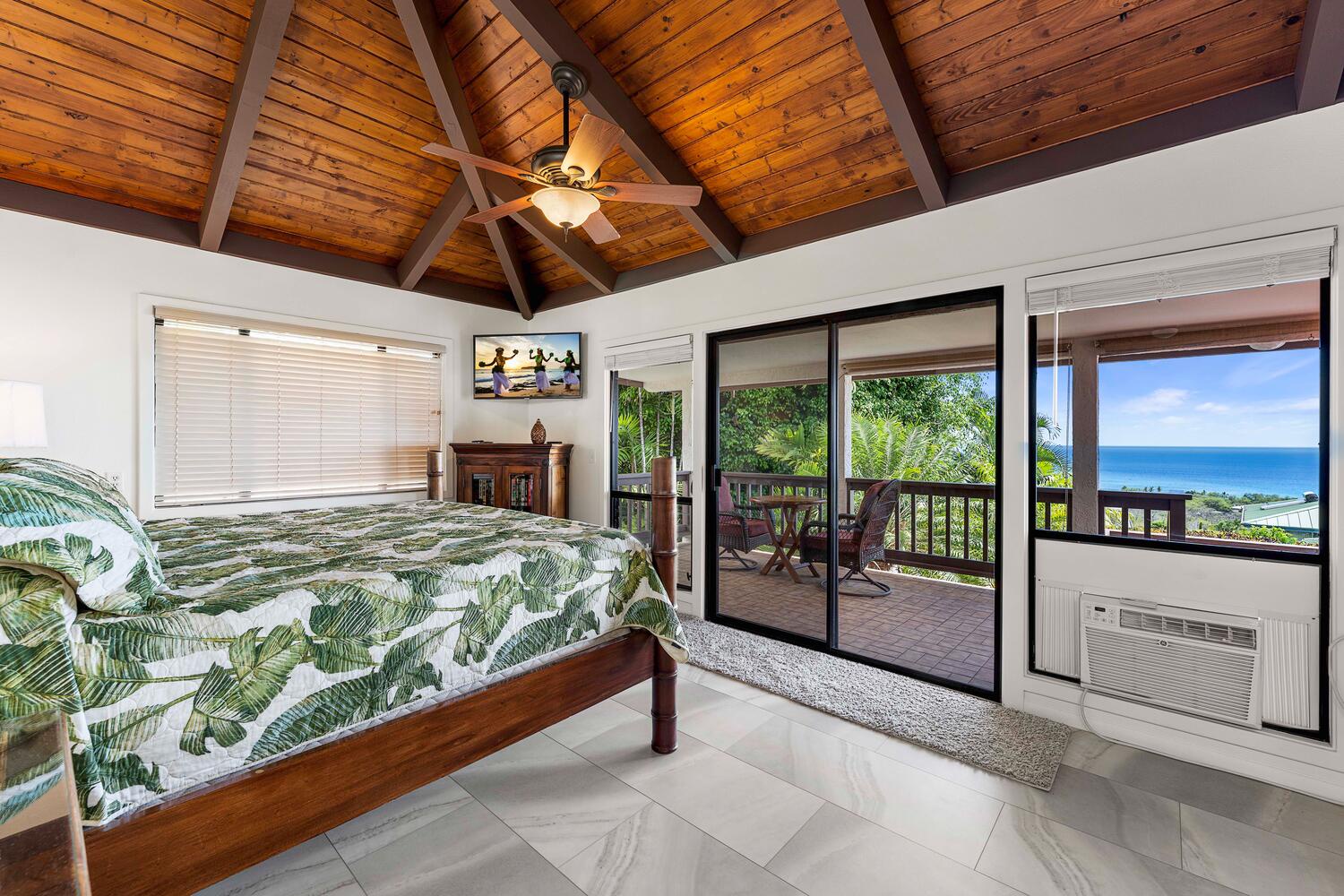 Kailua Kona Vacation Rentals, Kona Dreams - Wake up to the views on the private lanai from the guest bedroom with AC.