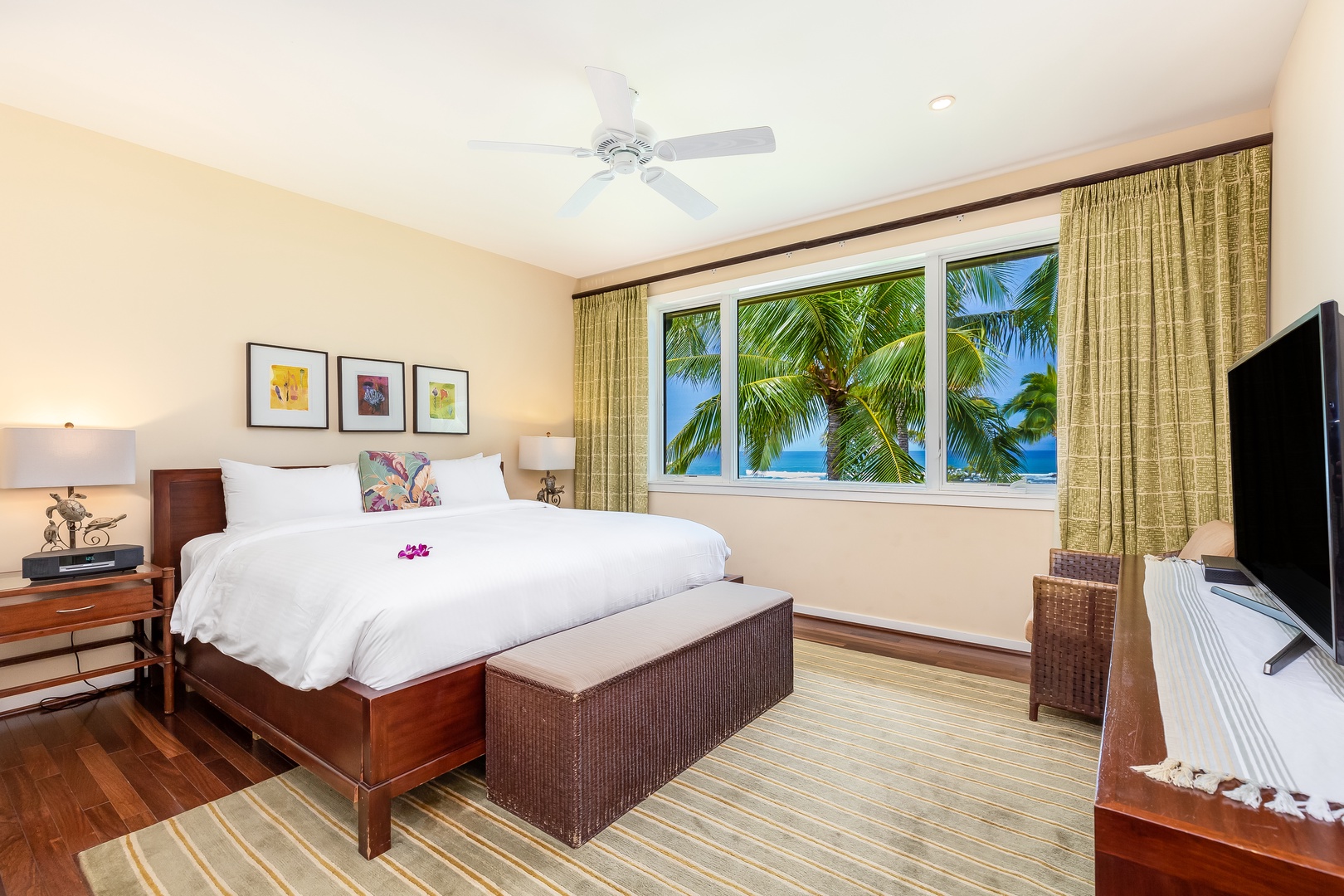 Kahuku Vacation Rentals, Turtle Bay Villas 301 - primary suite, which offers a King-size bed, walk-in closet, and spa-like bathroom