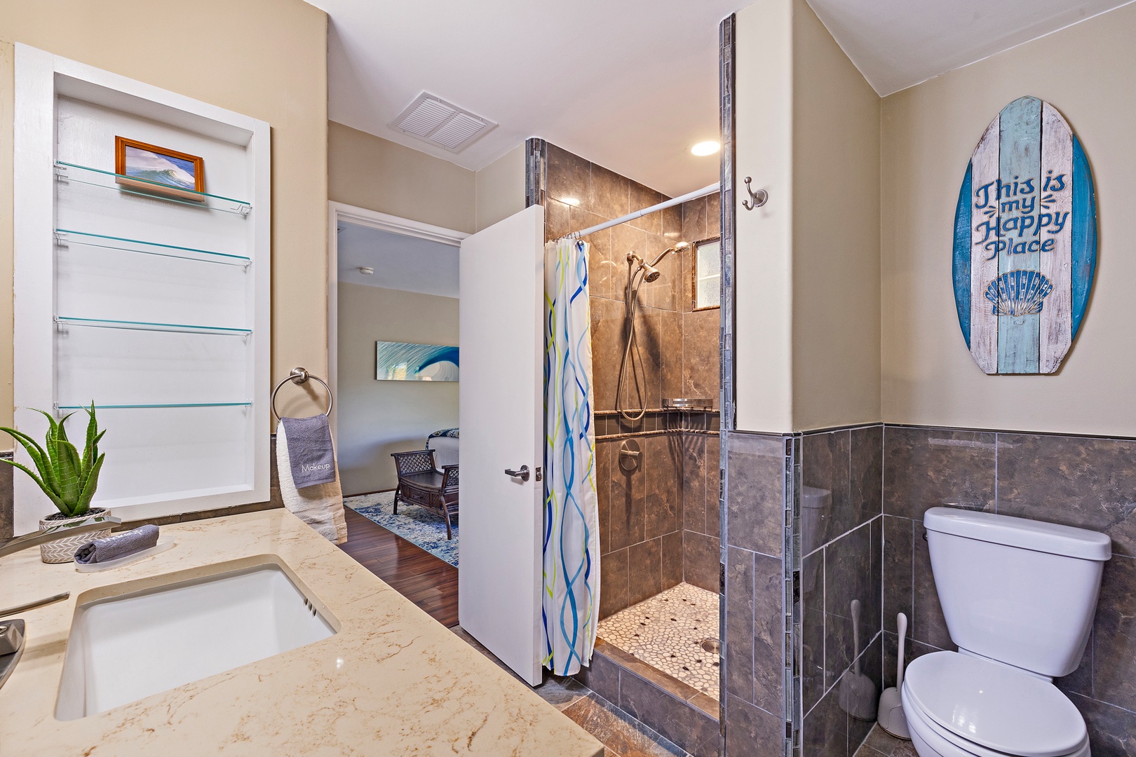 Lahaina Vacation Rentals, Kaanapali Royal Q-202 - The ensuite bath features a separate walk-in shower.