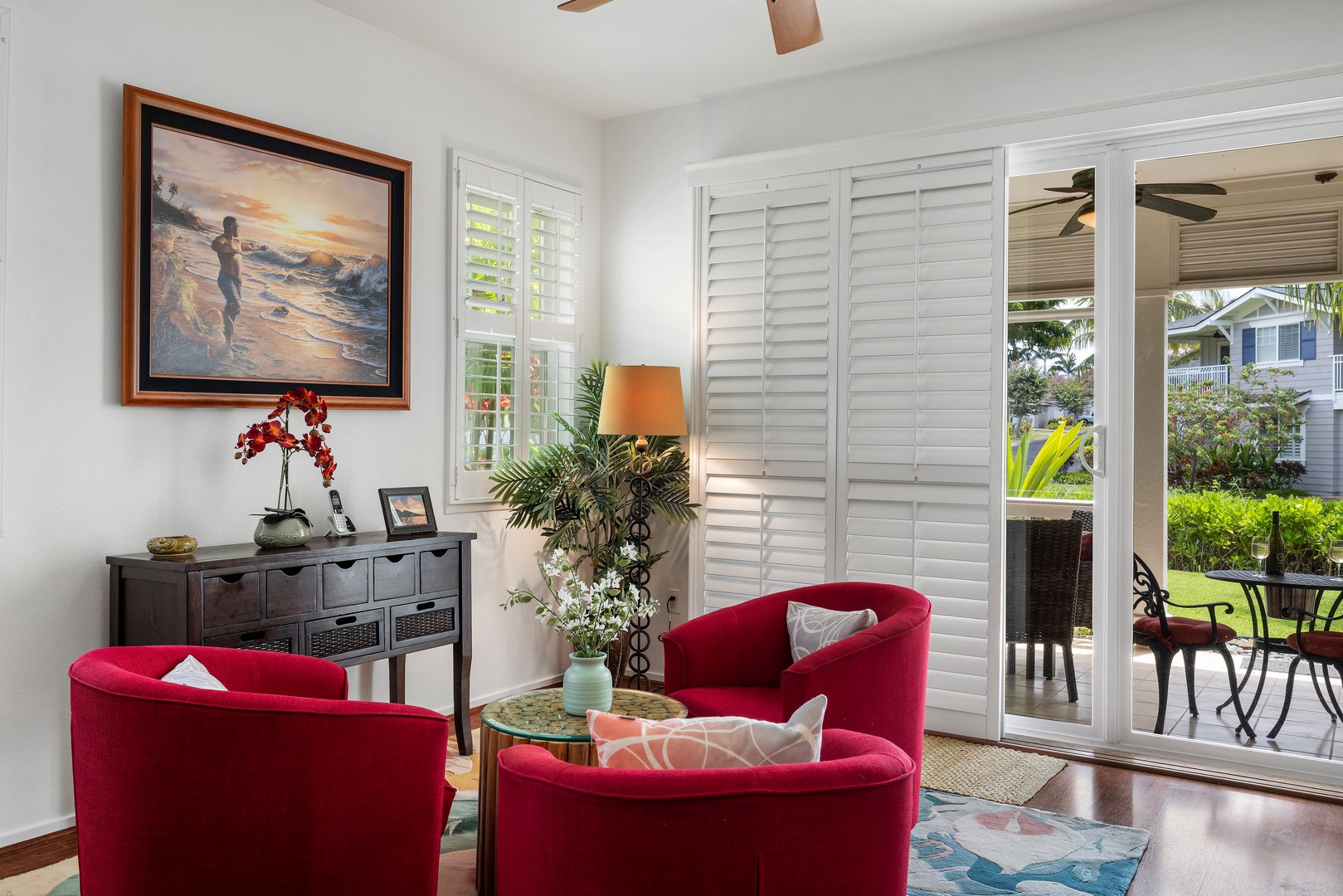 Kapolei Vacation Rentals, Coconut Plantation 1190-1 - A chic coffee table with plush seating, a perfect space for catching up.