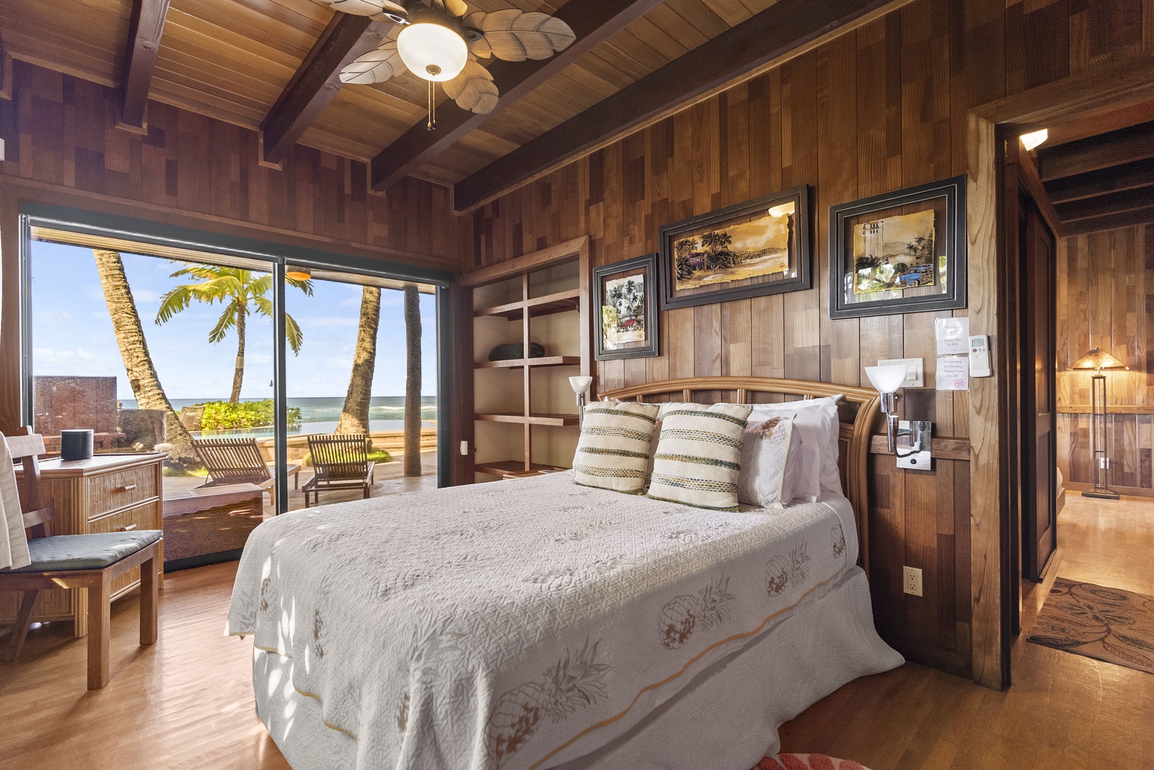 Haleiwa Vacation Rentals, Samurai House - Bright bedroom with ocean views and a Queen bed for ultimate relaxation.