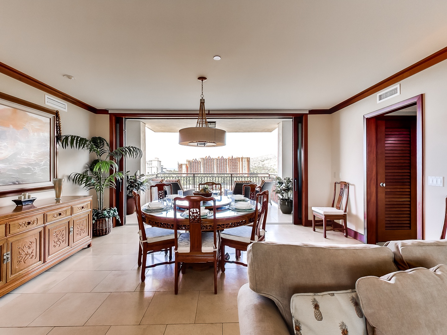 Kapolei Vacation Rentals, Ko Olina Beach Villas O1011 - There's plenty of seating for game night overlooking the resort.
