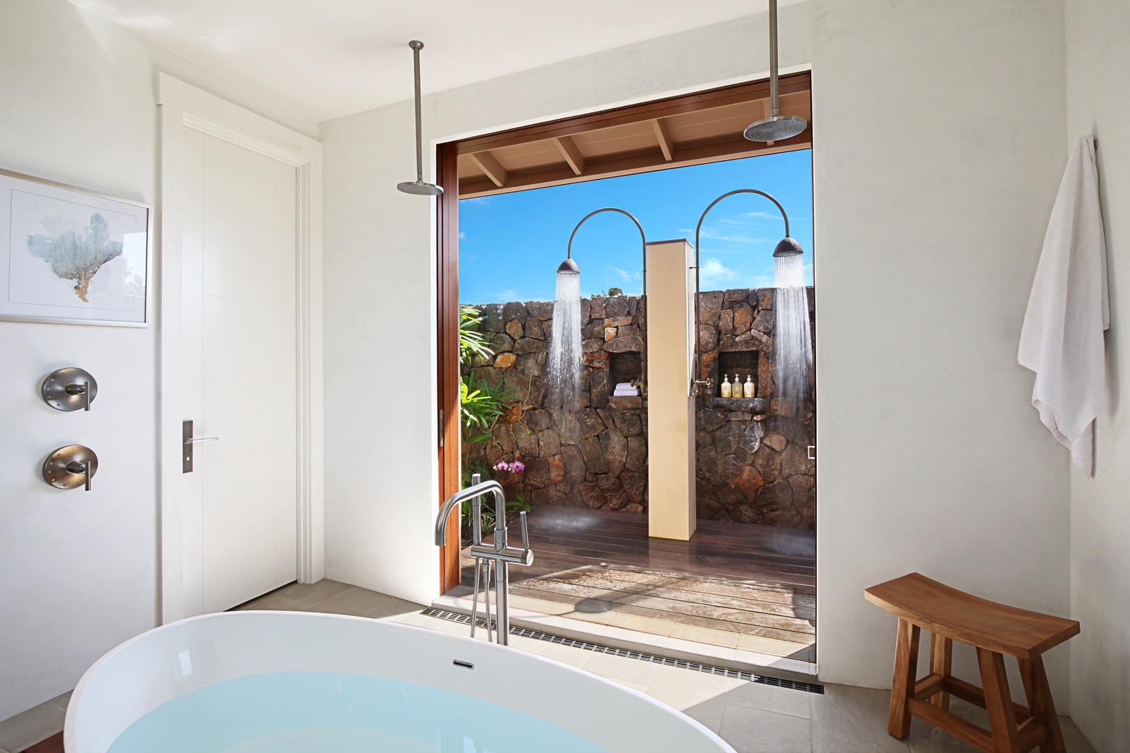 Koloa Vacation Rentals, OFB Hale Mala Ulu - Primary bathroom indoor and outdoor showers feel like a Heaven!