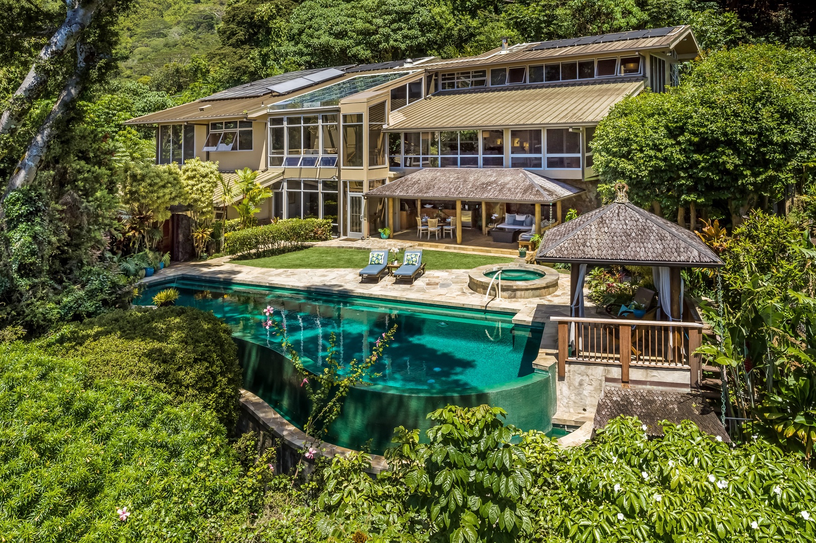 Honolulu Vacation Rentals, Manoa Royal Retreat - A rare hillside estate surrounded by lush landscaping and your own private poolside paradise.