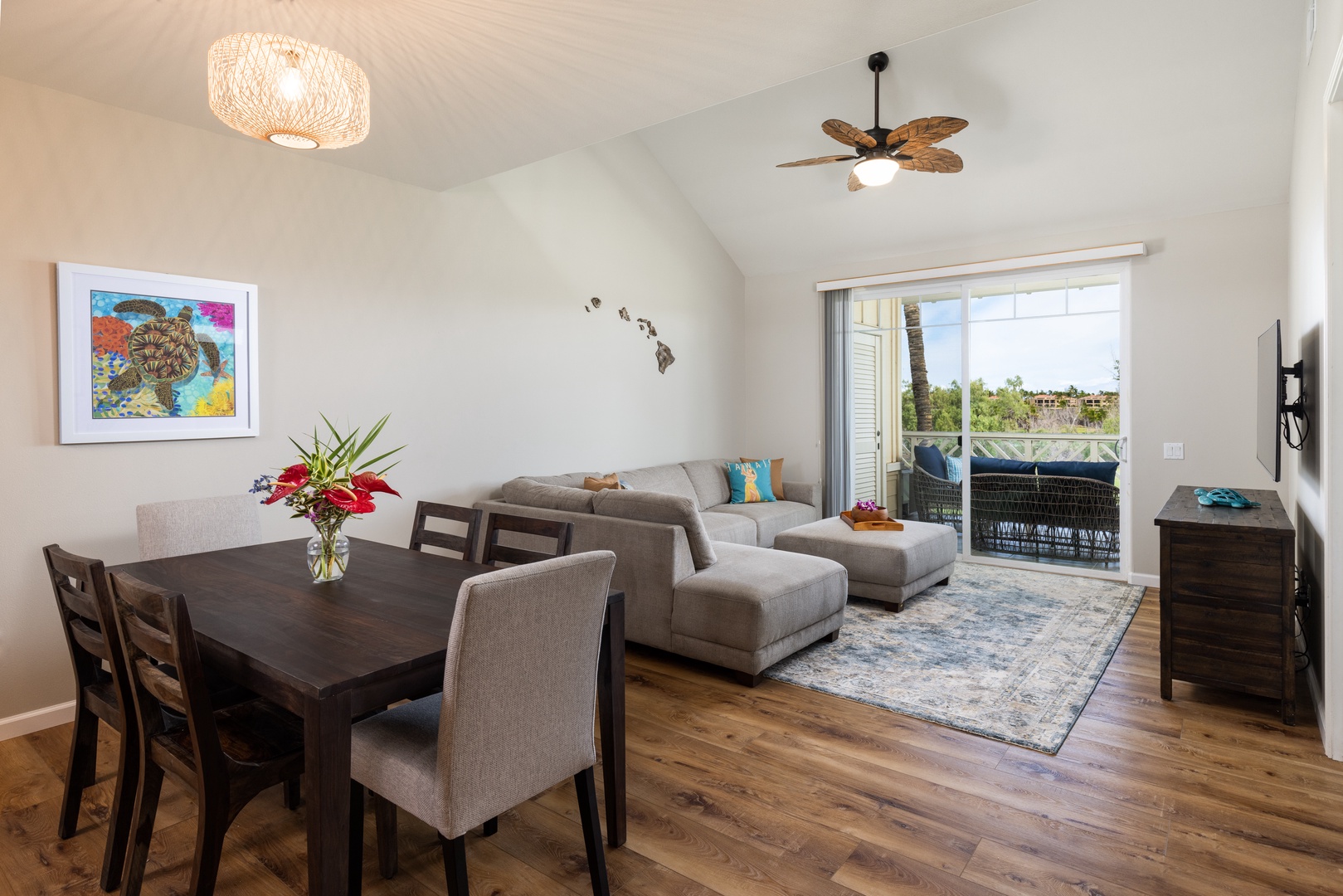 Waikoloa Vacation Rentals, Fairway Villas at Waikoloa Beach Resort E34 - The dining area has 6 chairs and 3 bar stools