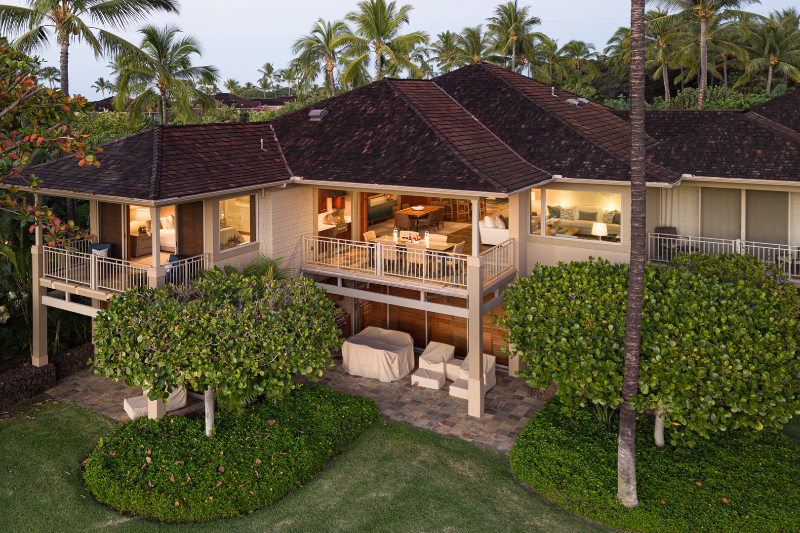 Kailua Kona Vacation Rentals, 3BD Waiulu Villa (111D) at Hualalai Resort - Tropical villa nestled among swaying palm trees and lush landscaping offers a perfect island retreat.