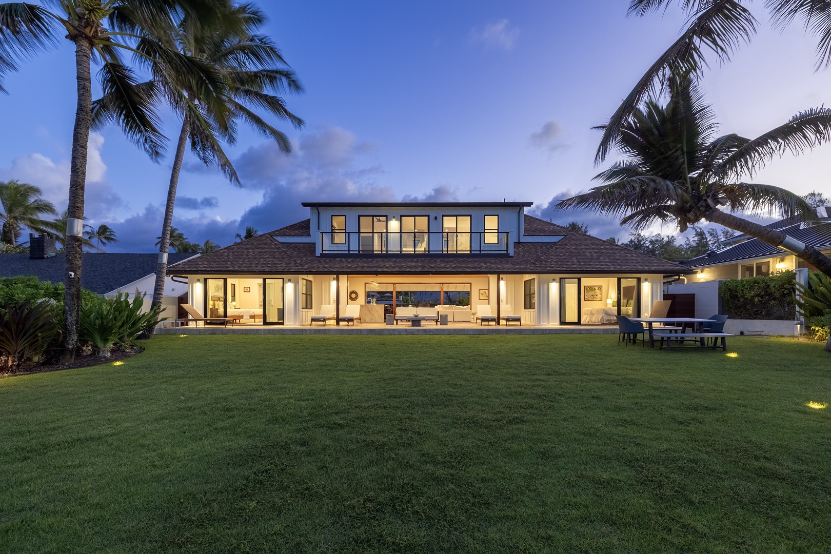 Kailua Vacation Rentals, Kailua Beach Villa - Back yard wide twilight view