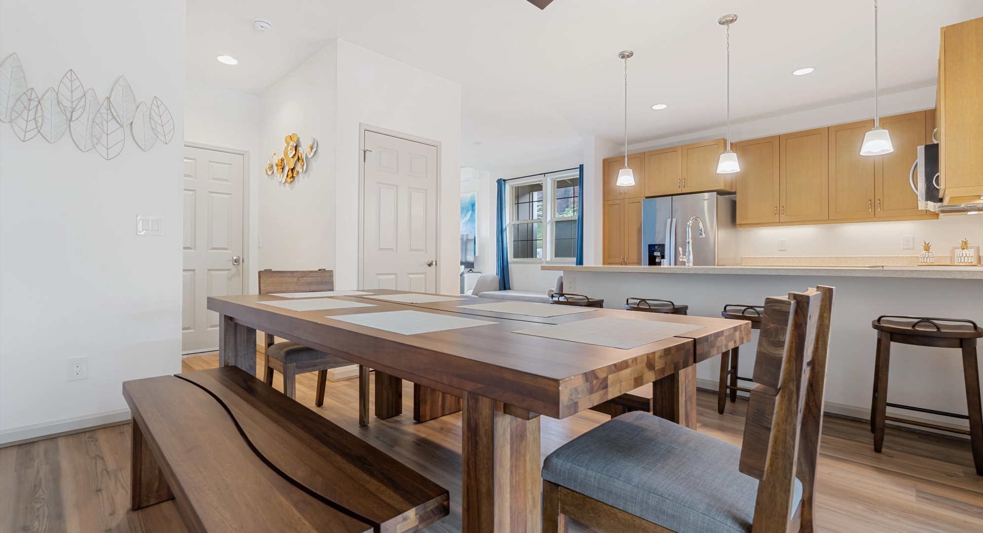 Makaha Valley Vacation Rentals, Makaha Valley Hale Kai** - Large wooden dining table, perfect for family meals and group celebrations.