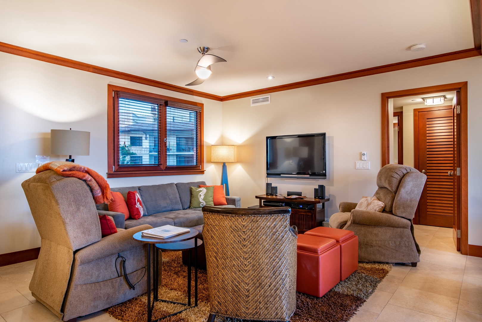 Kapolei Vacation Rentals, Ko Olina Beach Villas B301 - The living room area is perfect for curling up with a book or entertaining.