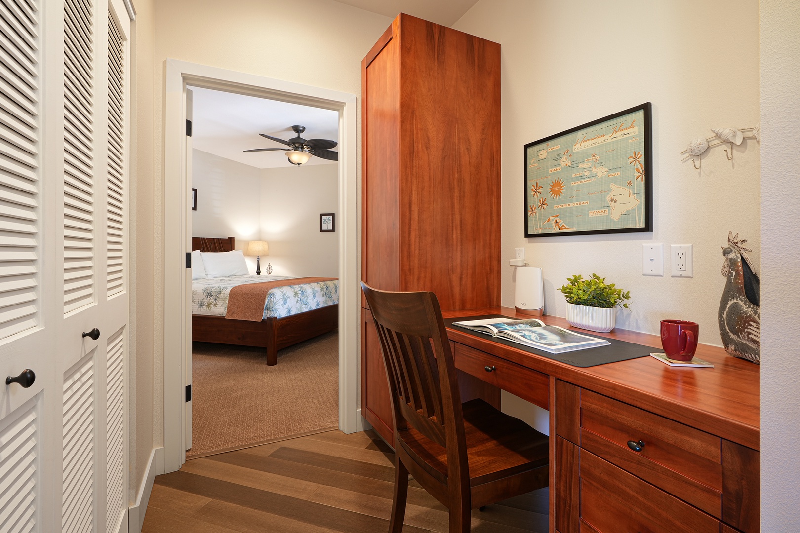 Koloa Vacation Rentals, Pili Mai 6J - Your dedicated workspace features rich wood furnishings and thoughtful touches, with your cozy bedroom just steps away for perfect work-life balance.