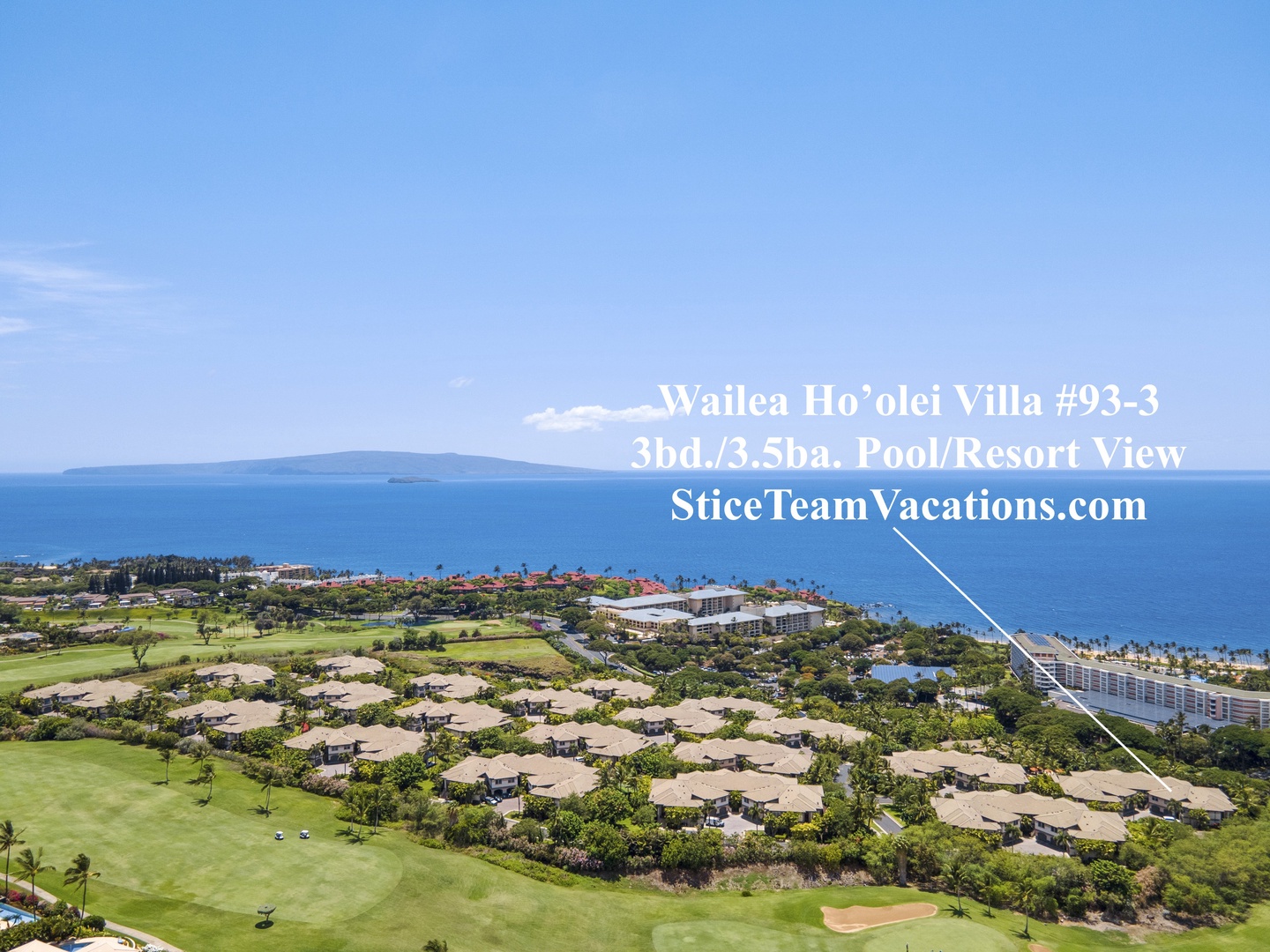 Wailea Vacation Rentals, Wailea Luxury Residence Hoolei 93-3 - Aerial view of Wailea Hoolei Resort, highlighting Wailea Hoolei 93-3 and its luxurious surroundings.