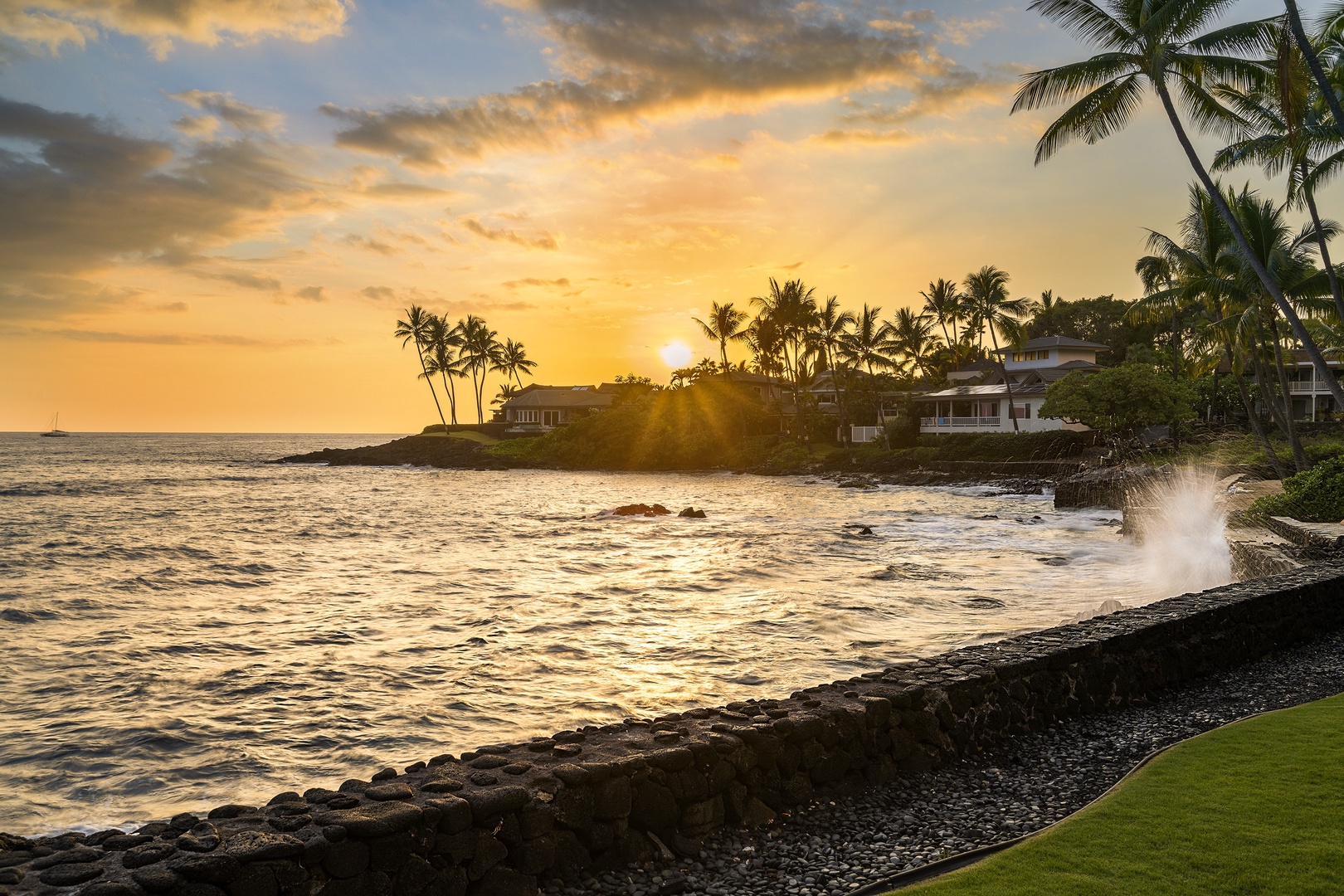 Kailua Kona Vacation Rentals, Hale Pua - The sea wall separating the back yard from miles and miles of ocean blue