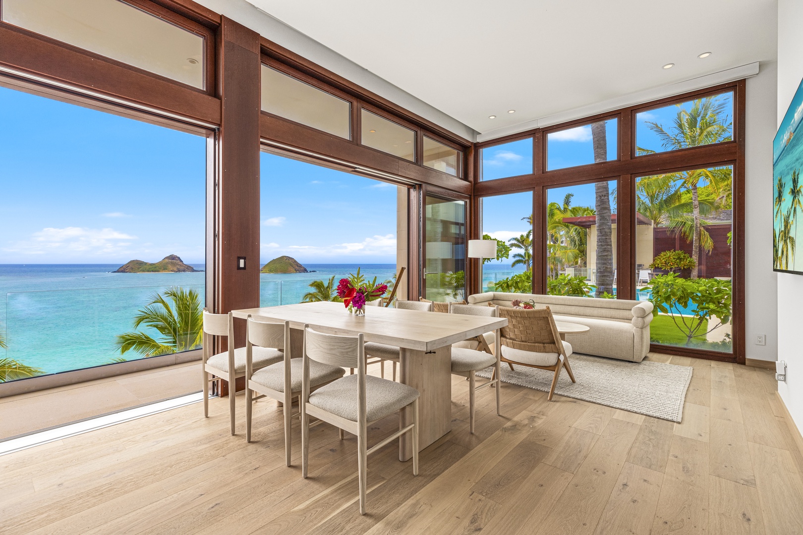 Kailua Vacation Rentals, Lanikai Hillside Estate - Open kitchen with expansive counter space and modern design, perfect for preparing delicious meals.