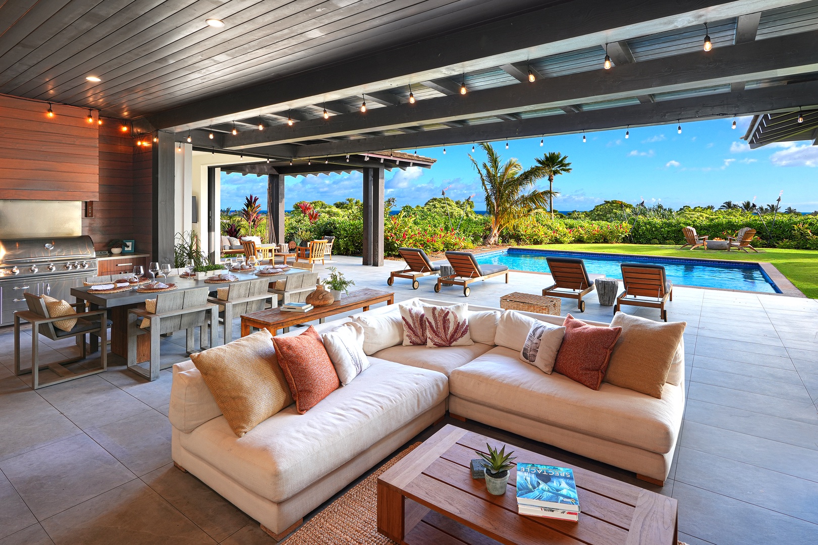 Koloa Vacation Rentals, Hale Pomaika'i Mau - Living room / outdoor living space with ocean views