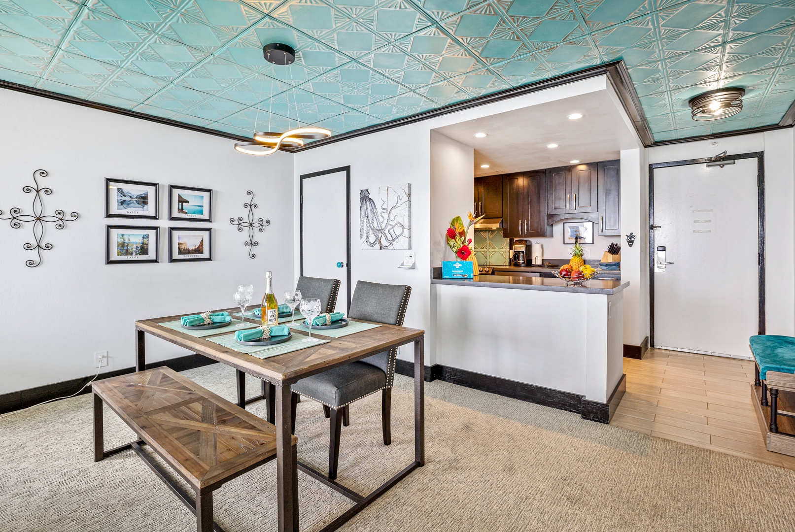 Lahaina Vacation Rentals, Valley Isle 804 - Enjoy meals at this stylish dining area, with modern seating and vibrant decor that adds a touch of tropical charm to your dining experience