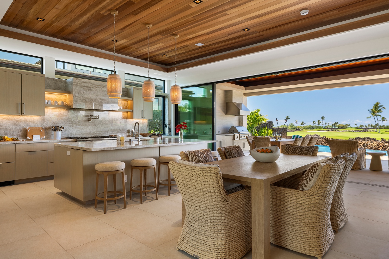 Kamuela Vacation Rentals, 6BD Mauna Lani Lux Golf Estate (5) at One Ocean - A seamless kitchen and dining space sets the stage for relaxed meals and memorable gatherings.
