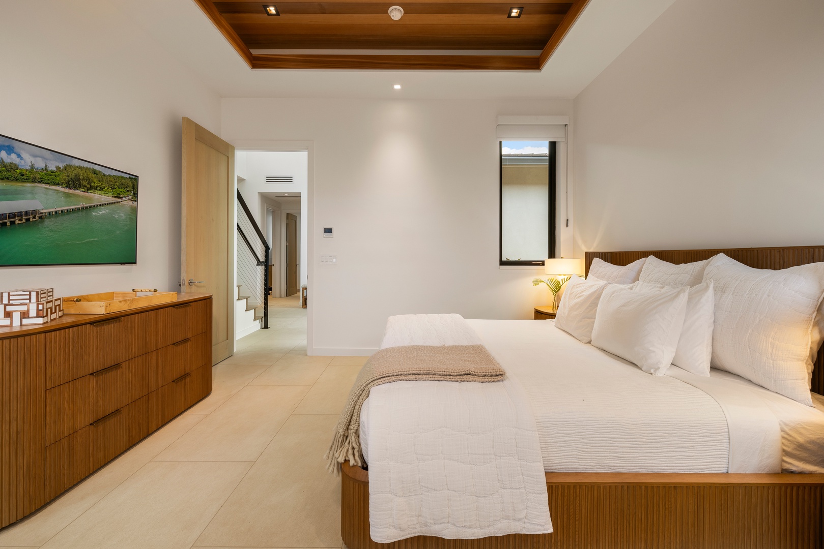 Kamuela Vacation Rentals, 6BD Mauna Lani Lux Golf Estate (5) at One Ocean - Warm wood furniture adds a natural, refined touch to the inviting Guest Suite (Bedroom #3).