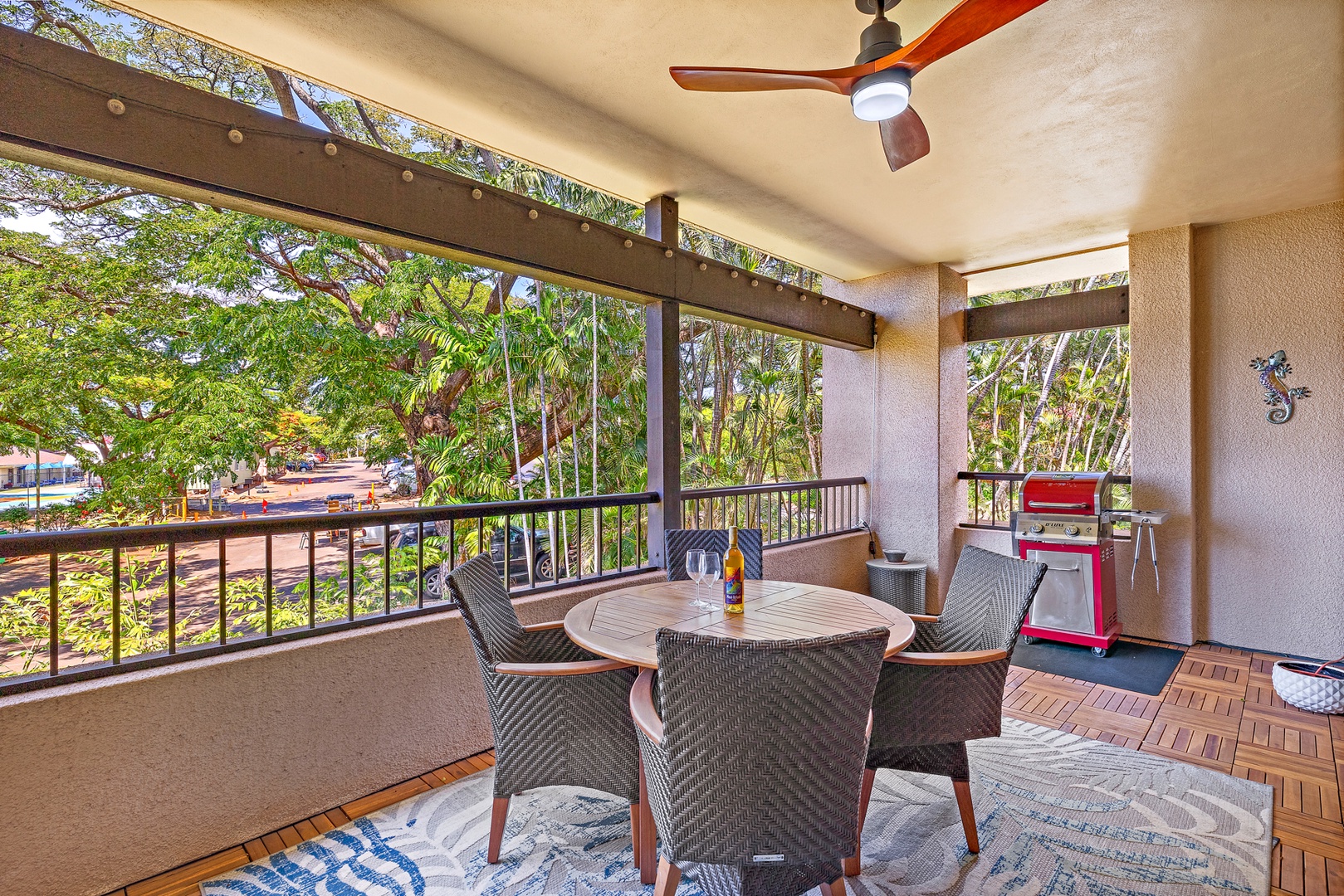 Lahaina Vacation Rentals, Kaanapali Royal Q-202 - Relax and dine on the lanai with a peaceful garden view and BBQ grill.