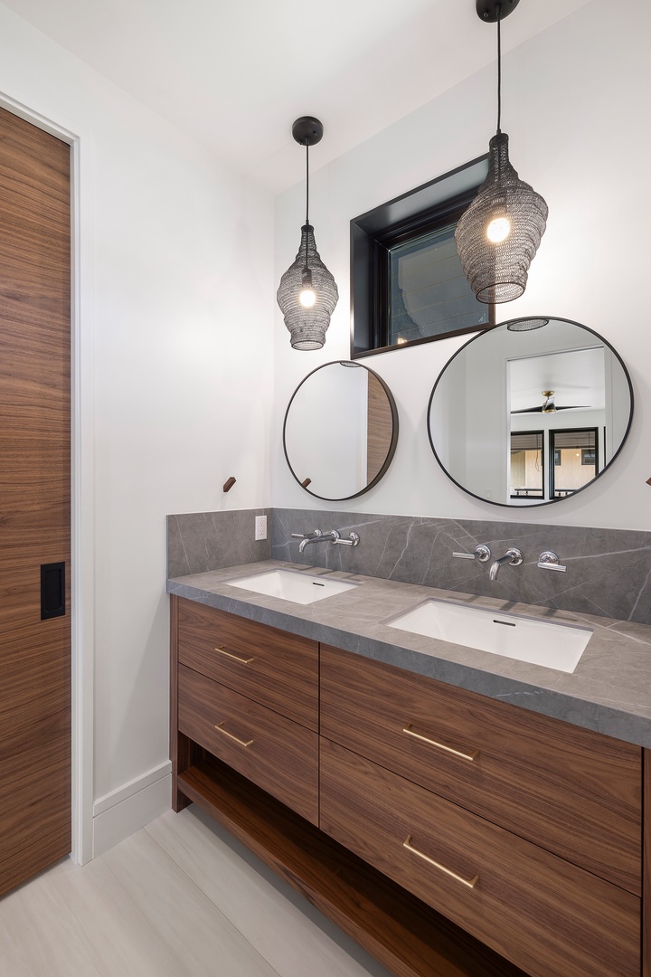 Koloa Vacation Rentals, Hale o ka Nene - Elegant dual vanities and designer touches create a rejuvenating spa atmosphere for guests to enjoy.