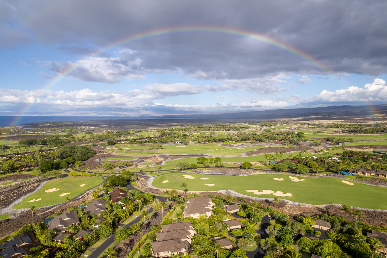 Kailua Kona Vacation Rentals, 3BD Ke Alaula (210B) Villa at Hualalai Resort - A perfect rainbow over the dreamy Four Seasons Resort Hualalai.
