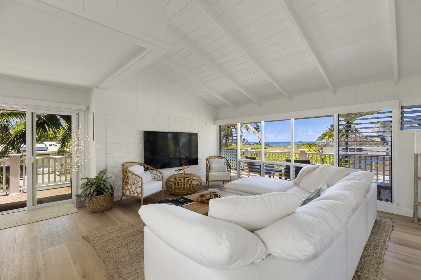 Kailua Vacation Rentals, Seahorse Estate - Front House Living Room with Ocean Views