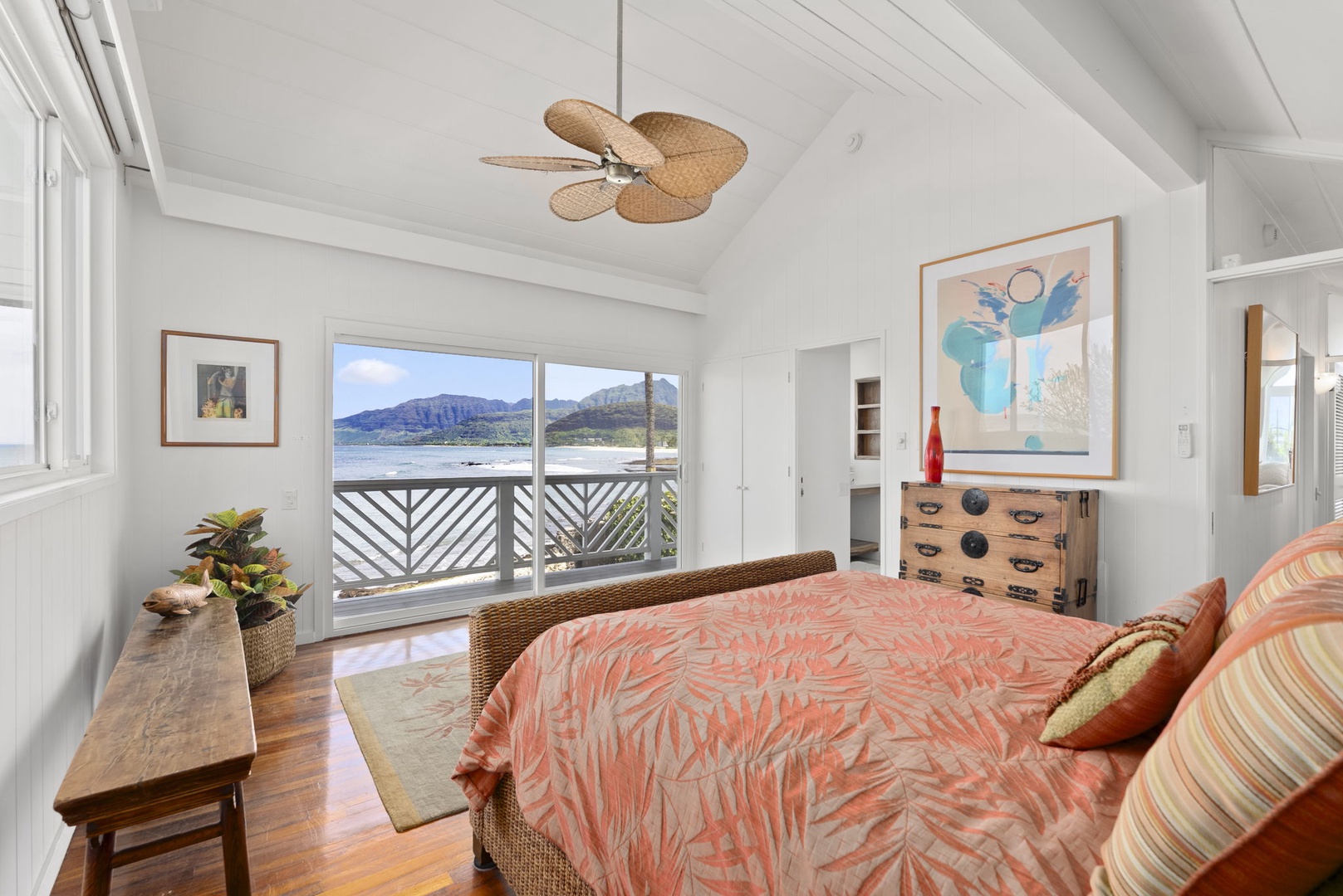 Waianae Vacation Rentals, Ma'ili Blue - Wake up to breathtaking mountain and water views from your primary bedroom, where tropical breezes flow through.
