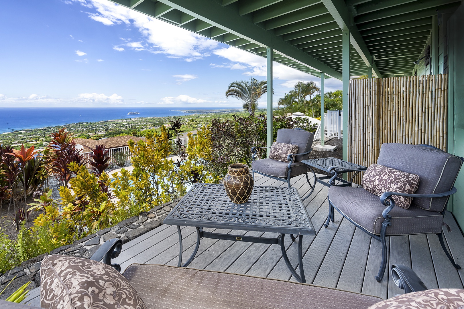 Kailua Kona Vacation Rentals, Ho'o Maluhia - Outdoor seating and outdoor shower area