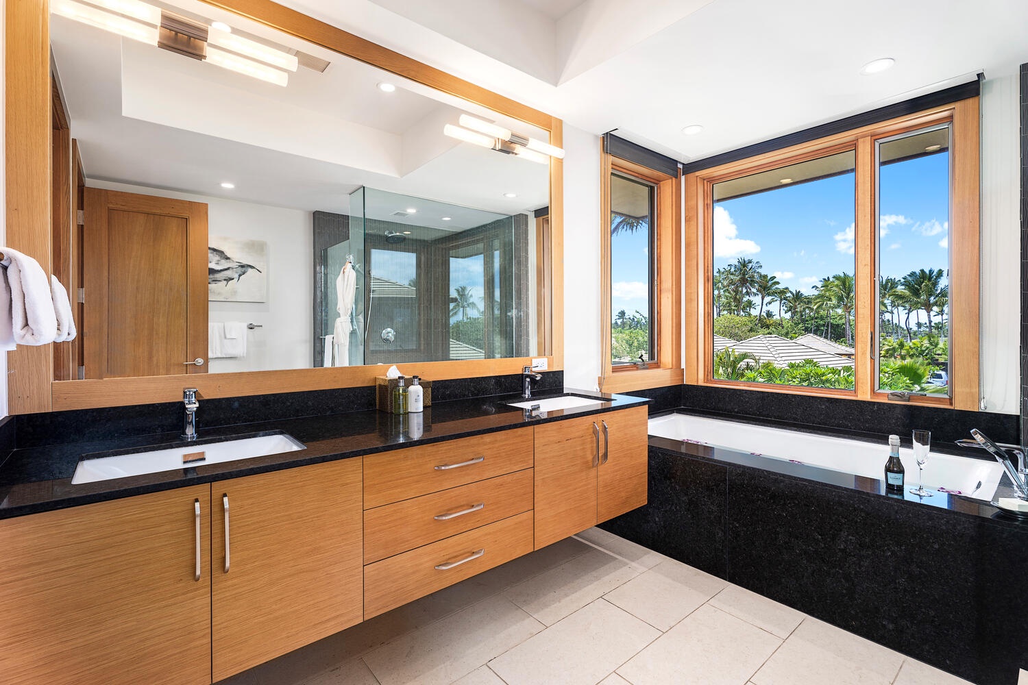 Kamuela Vacation Rentals, Laule'a at the Mauna Lani Resort #14 - Dual vanities and a soaking tub with a view elevate the ensuite experience.
