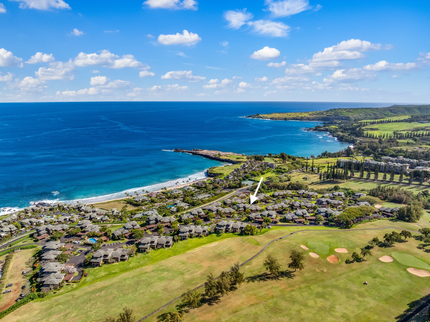 Lahaina Vacation Rentals, Kapalua Ridge 1421 - This aerial view showcases the proximity of Kapalua Ridge Villas to the coastline.