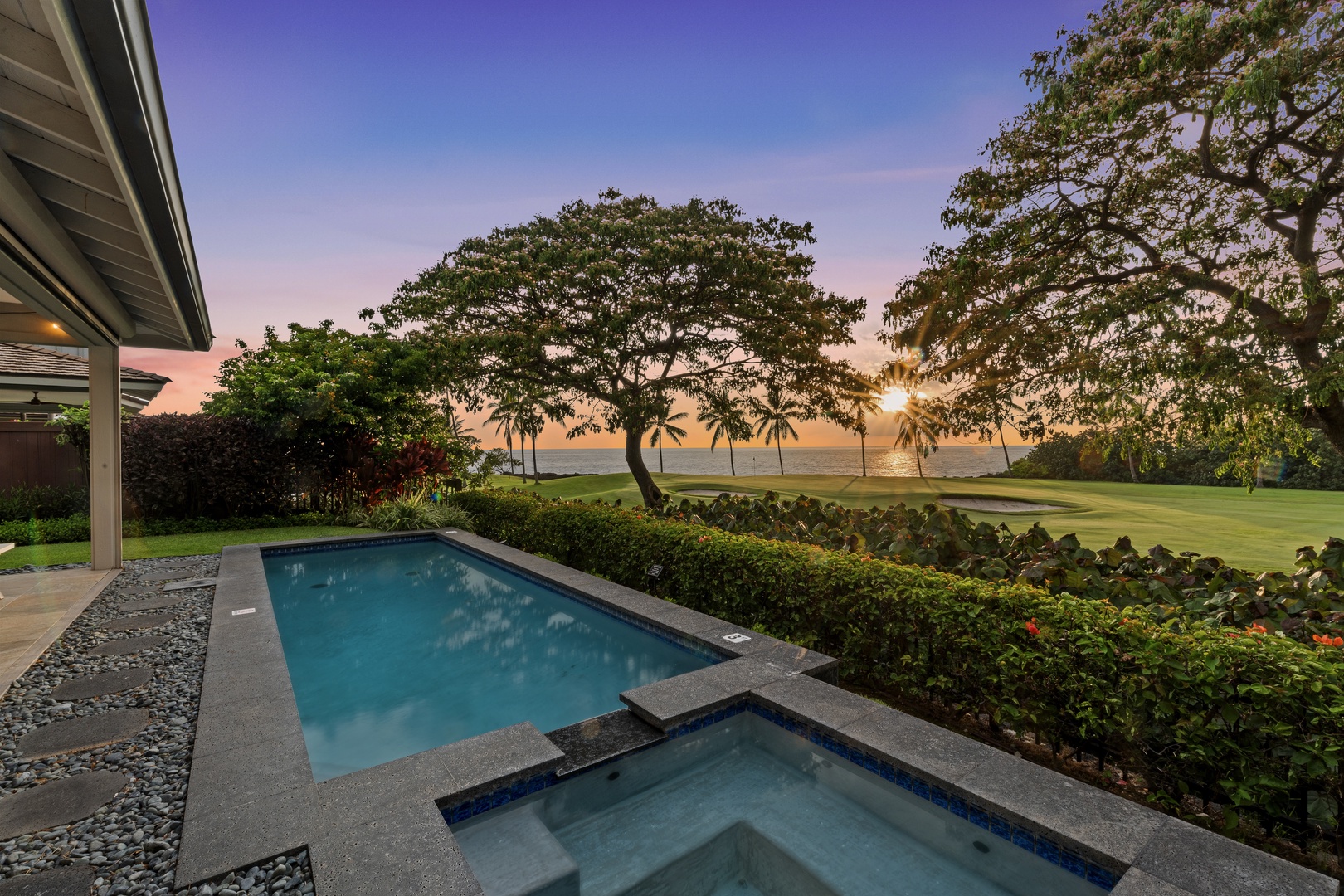 Kailua Kona Vacation Rentals, Holua Kai #27 - Pool and spa side by side, lit for a soak once the sun is down.