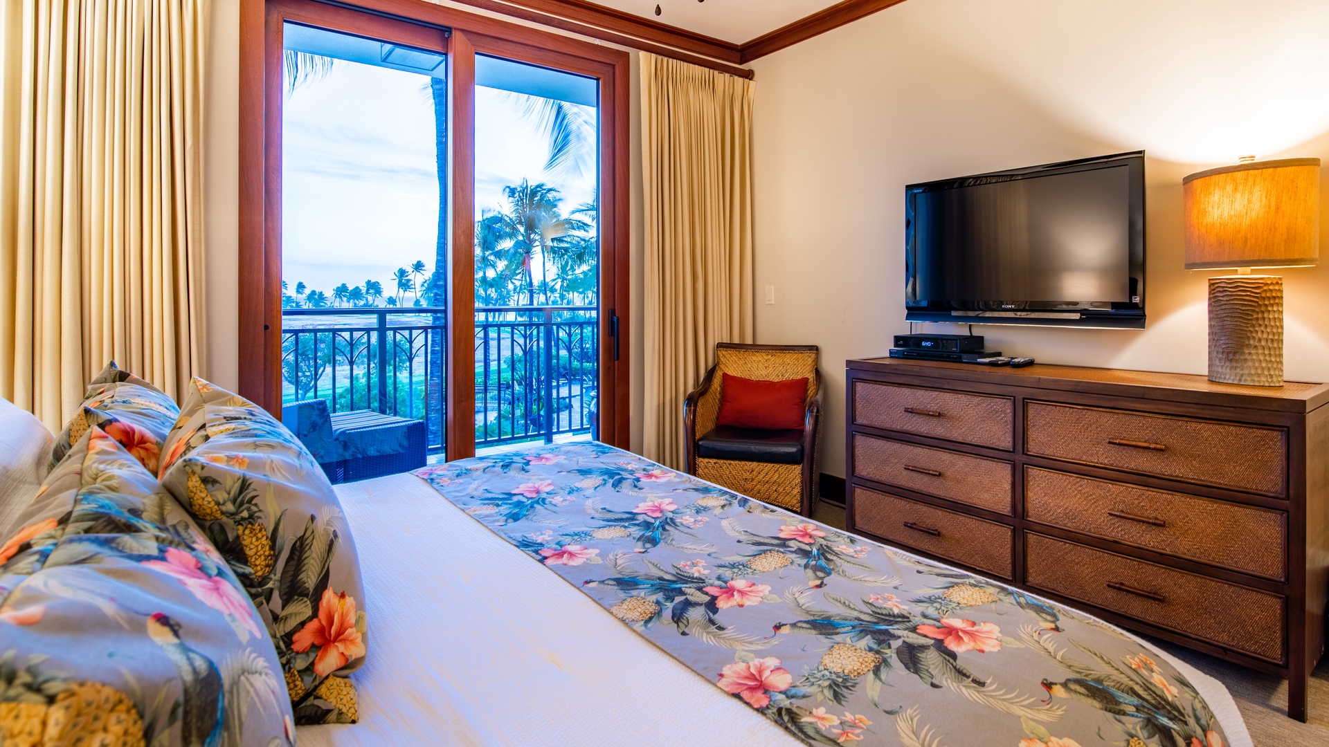Kapolei Vacation Rentals, Ko Olina Beach Villas B301 - The second guest bedroom with views for days and a TV for your favorite shows.